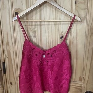 Victoria's Secret Gold Label Deep Pink Floral Lace Tank Top